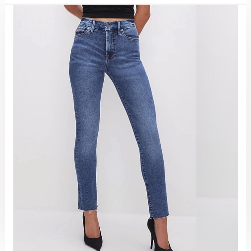 Good American Good Legs Skinny Jeans Raw Hem Denim 6 / 29‎